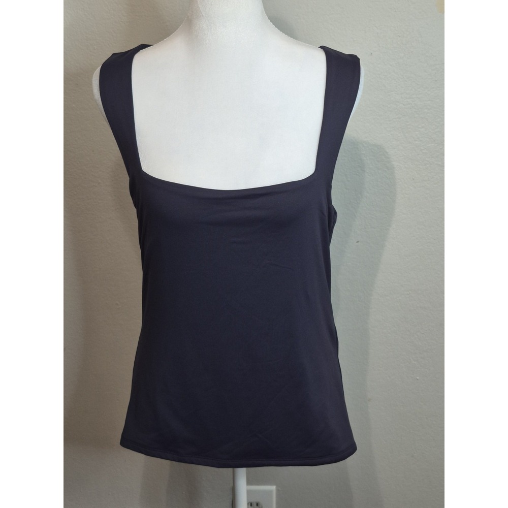 Amisu Womens XXL Navy Blue Square Neck Sleeveless Stretch Tank Top Minimalist